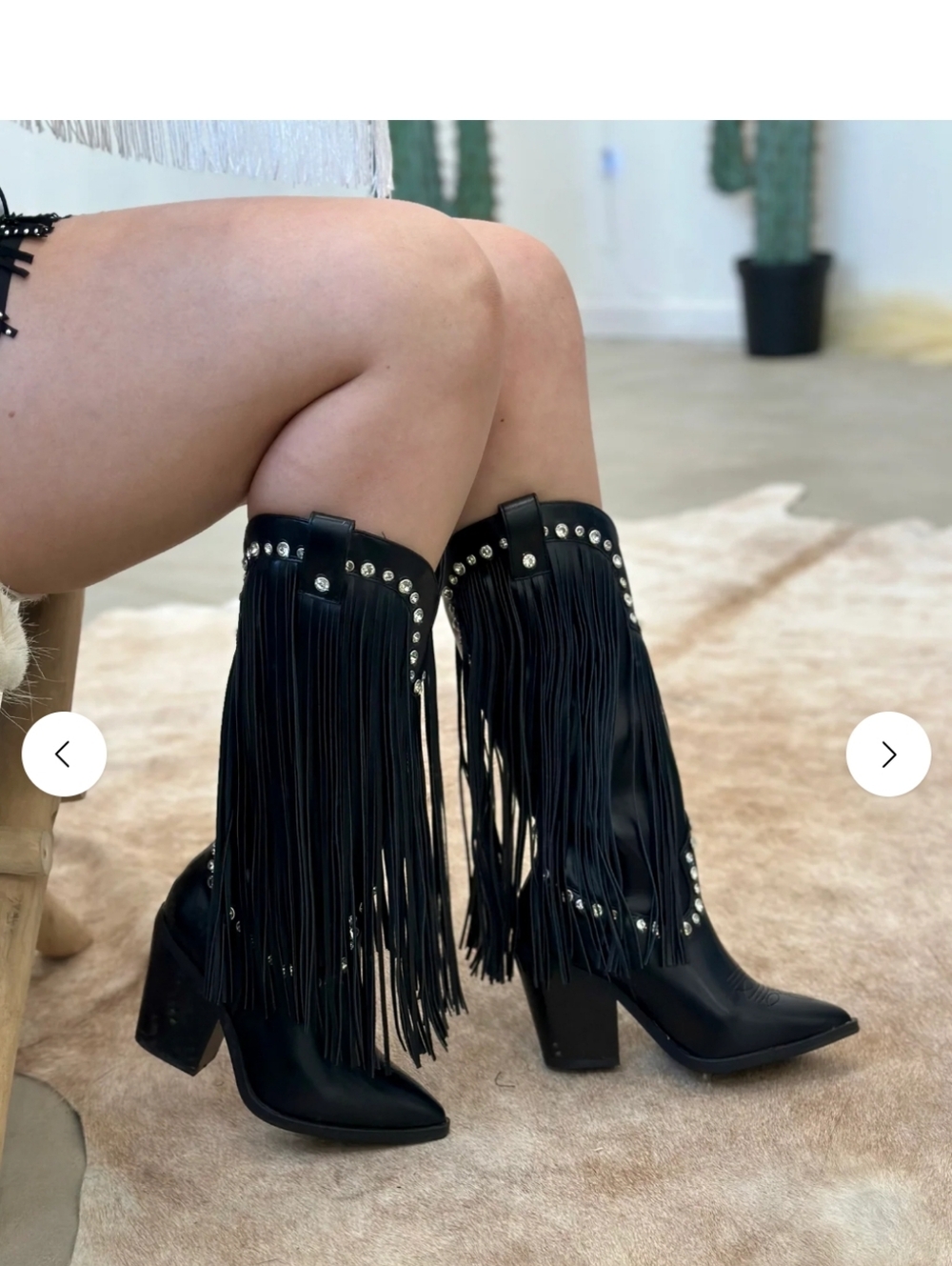 Forever 21 Fringe Studded Cowgirl Boots  | Women’s Size 8 - Picture 2 of 7